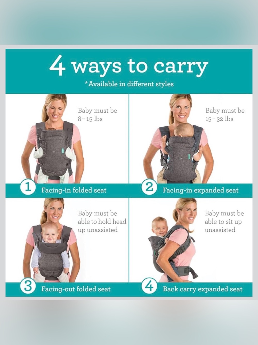 Infantino Flip Advanced Convertible Carrier - Heather Gray - Picture 4 of 8